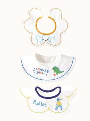 Little Surprise Box, 3PCS Set, adjustable button closure & wide shoulder size bibs - LSB - BIBS - DUCK