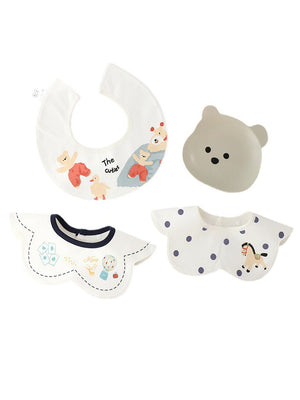 Little Surprise Box, 3PCS Set, adjustable button closure & wide shoulder size bibs - LSB - BIBS - DINO