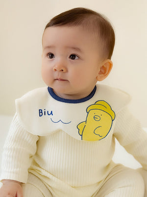 Little Surprise Box, 3PCS Set, adjustable button closure & wide shoulder size bibs - LSB - BIBS - DUCK