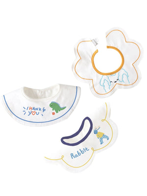 Little Surprise Box, 3PCS Set, adjustable button closure & wide shoulder size bibs - LSB - BIBS - DINO