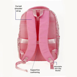 Little Surprise Box, 3pcs Shiny Pink Star Matching Backpack, Lunch Bag and Stationery Pouch - LSB - BG - PNKSHINYSTAR - 3PCS