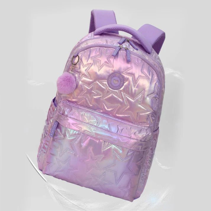 Little Surprise Box, 3pcs Shiny Pink Star Matching Backpack, Lunch Bag and Stationery Pouch - LSB - BG - PURSHINYSTAR - 3PCS