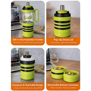 Little Surprise Box 4 - in - 1 Water Bottle with Infuser & Snack Box (1000 ml) - Water Bottle