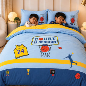 Little Surprise Box 4 Pcs Basketball Luxe Embroidered Kids Bedding Set - Crib & Mattress Accessories