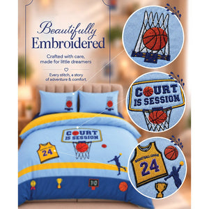Little Surprise Box 4 Pcs Basketball Luxe Embroidered Kids Bedding Set - Crib & Mattress Accessories