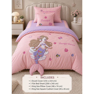 Little Surprise Box 4 Pcs Mermaid Princess Luxe 3D Embroidered Bedding Set - Crib & Mattress Accessories
