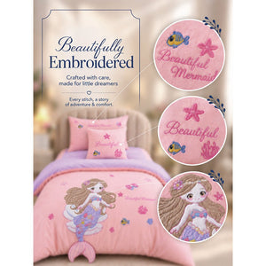 Little Surprise Box 4 Pcs Mermaid Princess Luxe 3D Embroidered Bedding Set - Crib & Mattress Accessories