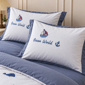 Little Surprise Box 4 Pcs Nautical Luxe Embroidered Bedding Set - Crib & Mattress Accessories