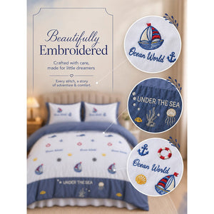 Little Surprise Box 4 Pcs Nautical Luxe Embroidered Bedding Set - Crib & Mattress Accessories
