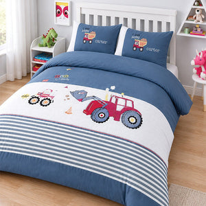 Little Surprise Box 4 Pcs Red Tractor Luxe Embroidered Bedding Set - Crib & Mattress Accessories