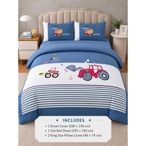 Little Surprise Box 4 Pcs Red Tractor Luxe Embroidered Bedding Set - Crib & Mattress Accessories