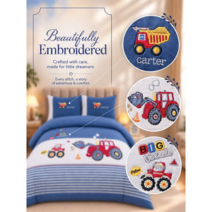 Little Surprise Box 4 Pcs Red Tractor Luxe Embroidered Bedding Set - Crib & Mattress Accessories