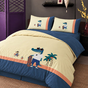Little Surprise Box 4 Pcs Skateboard Croc Luxe Embroidered Bedding Set - Crib & Mattress Accessories