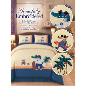 Little Surprise Box 4 Pcs Skateboard Croc Luxe Embroidered Bedding Set - Crib & Mattress Accessories