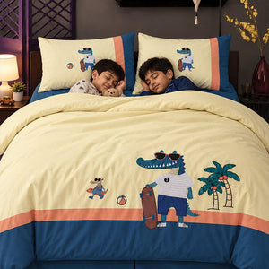 Little Surprise Box 4 Pcs Skateboard Croc Luxe Embroidered Bedding Set - Crib & Mattress Accessories