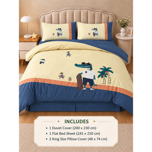 Little Surprise Box 4 Pcs Skateboard Croc Luxe Embroidered Bedding Set - Crib & Mattress Accessories