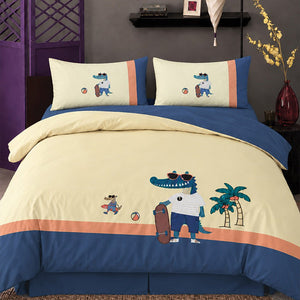 Little Surprise Box 4 Pcs Skateboard Croc Luxe Embroidered Bedding Set - Crib & Mattress Accessories