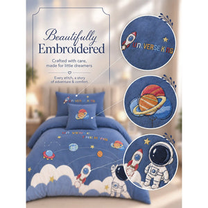 Little Surprise Box 4 Pcs Space Theme Luxe Embroidered Kids Bedding Set - Crib & Mattress Accessories