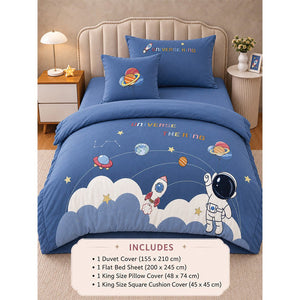 Little Surprise Box 4 Pcs Space Theme Luxe Embroidered Kids Bedding Set - Crib & Mattress Accessories