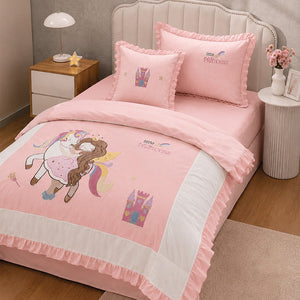 Little Surprise Box 4 Pcs Unicorn Princess Luxe Embroidered Bedding Set - Crib & Mattress Accessories
