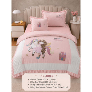 Little Surprise Box 4 Pcs Unicorn Princess Luxe Embroidered Bedding Set - Crib & Mattress Accessories