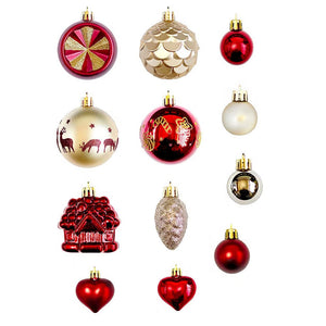 Little Surprise Box 40pcs Maroon Sequenced with Gold Christmas Tree Balls and xmas Tree decoration set - Christmas Decor
