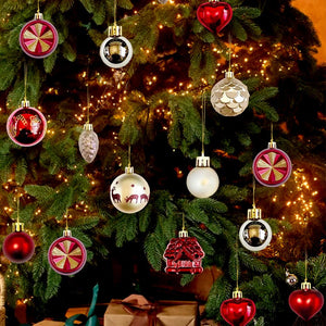 Little Surprise Box 40pcs Maroon Sequenced with Gold Christmas Tree Balls and xmas Tree decoration set - Christmas Decor