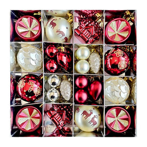 Little Surprise Box 40pcs Maroon Sequenced with Gold Christmas Tree Balls and xmas Tree decoration set - Christmas Decor