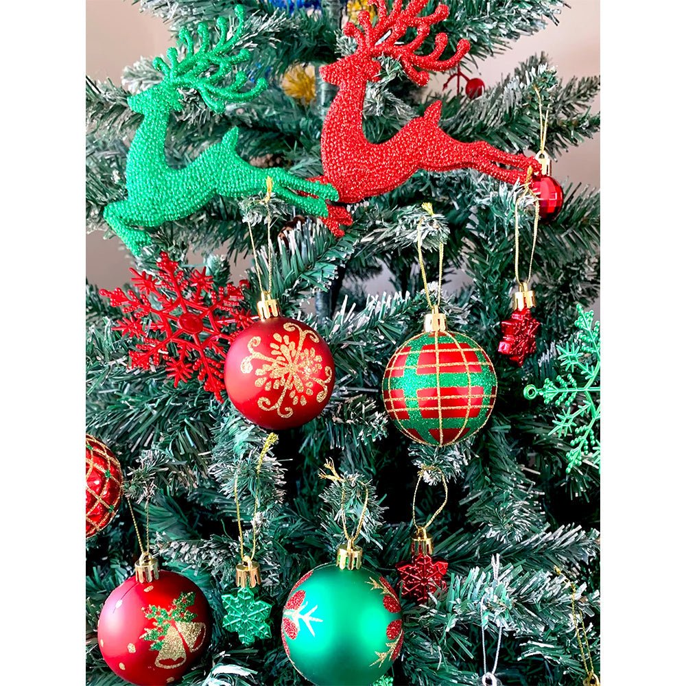 Little Surprise Box 40pcs Red Green Reindeer Christmas Tree ornaments XMAS Tree decoration set - Christmas Decor