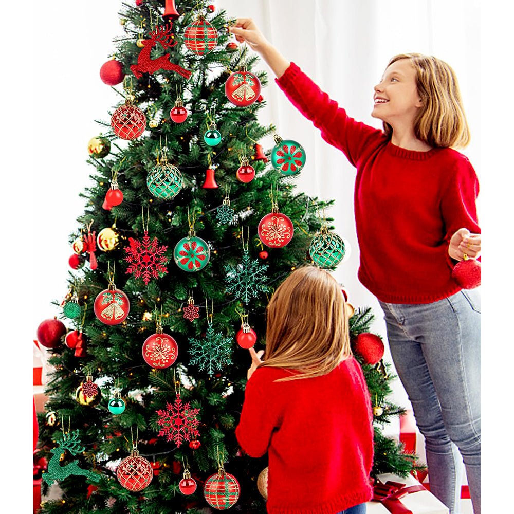 Little Surprise Box 40pcs Red Green Reindeer Christmas Tree ornaments XMAS Tree decoration set - Christmas Decor