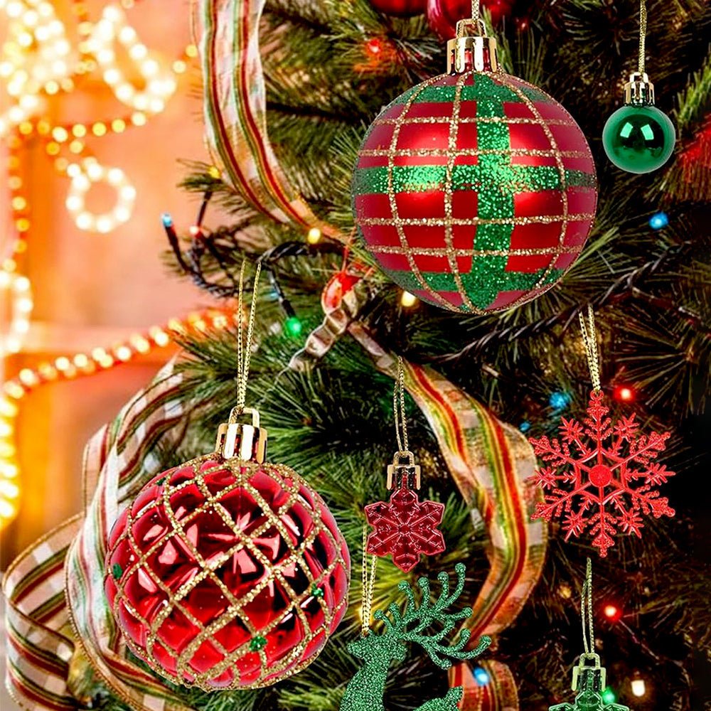 Little Surprise Box 40pcs Red Green Reindeer Christmas Tree ornaments XMAS Tree decoration set - Christmas Decor