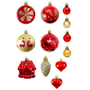 Little Surprise Box 40pcs Red Sequenced with Gold Christmas Tree Balls and xmas Tree decoration set - Christmas Decor