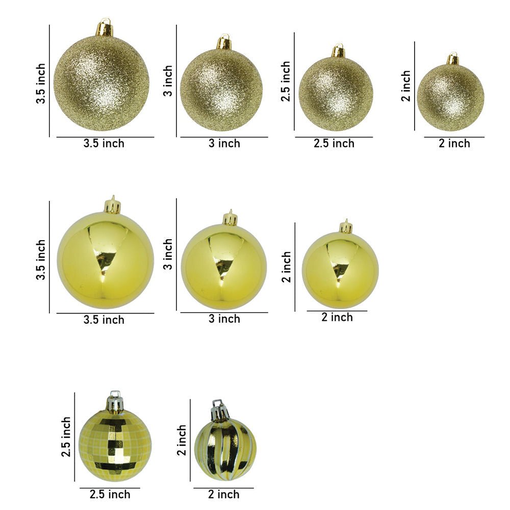 Little Surprise Box 42 pcs Gold Shiny Mix themed Christmas Balls tree hanging, XMAS Decoration set. - Christmas Decor