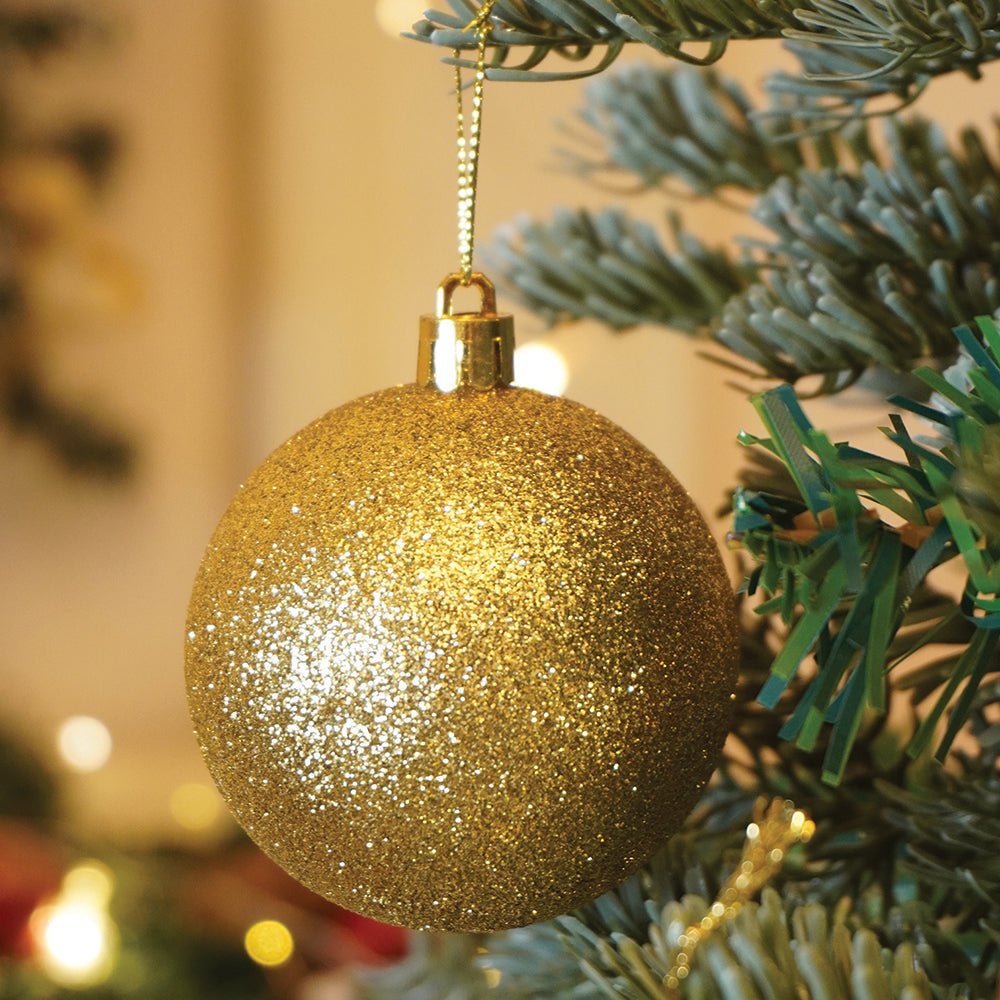 Little Surprise Box 42 pcs Gold Shiny Mix themed Christmas Balls tree hanging, XMAS Decoration set. - Christmas Decor