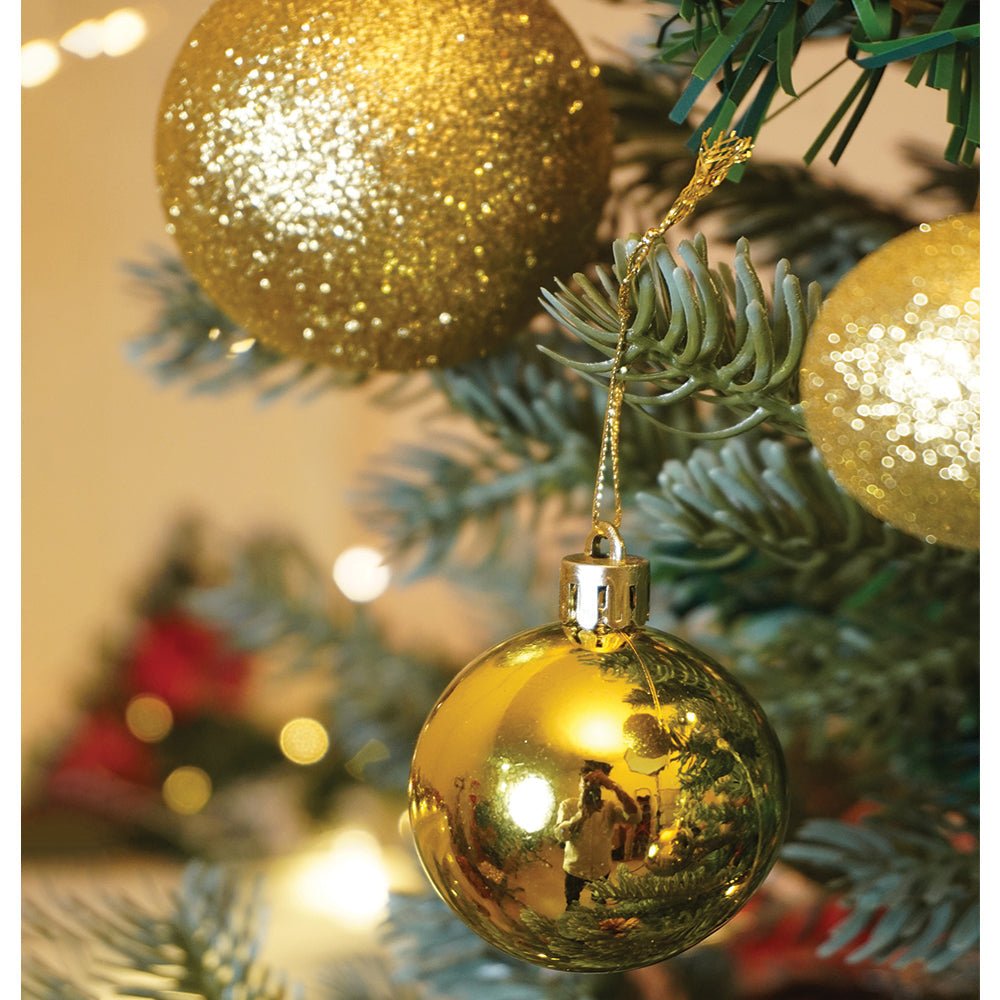 Little Surprise Box 42 pcs Gold Shiny Mix themed Christmas Balls tree hanging, XMAS Decoration set. - Christmas Decor