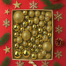 Little Surprise Box 42 pcs Gold Shiny Mix themed Christmas Balls tree hanging, XMAS Decoration set. - Christmas Decor