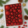 Little Surprise Box 45 pcs Red Shiny Mix themed Christmas Balls tree hanging, XMAS Decoration set. - Christmas Decor