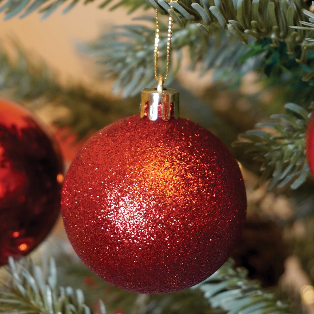 Little Surprise Box 45 pcs Red Shiny Mix themed Christmas Balls tree hanging, XMAS Decoration set. - Christmas Decor