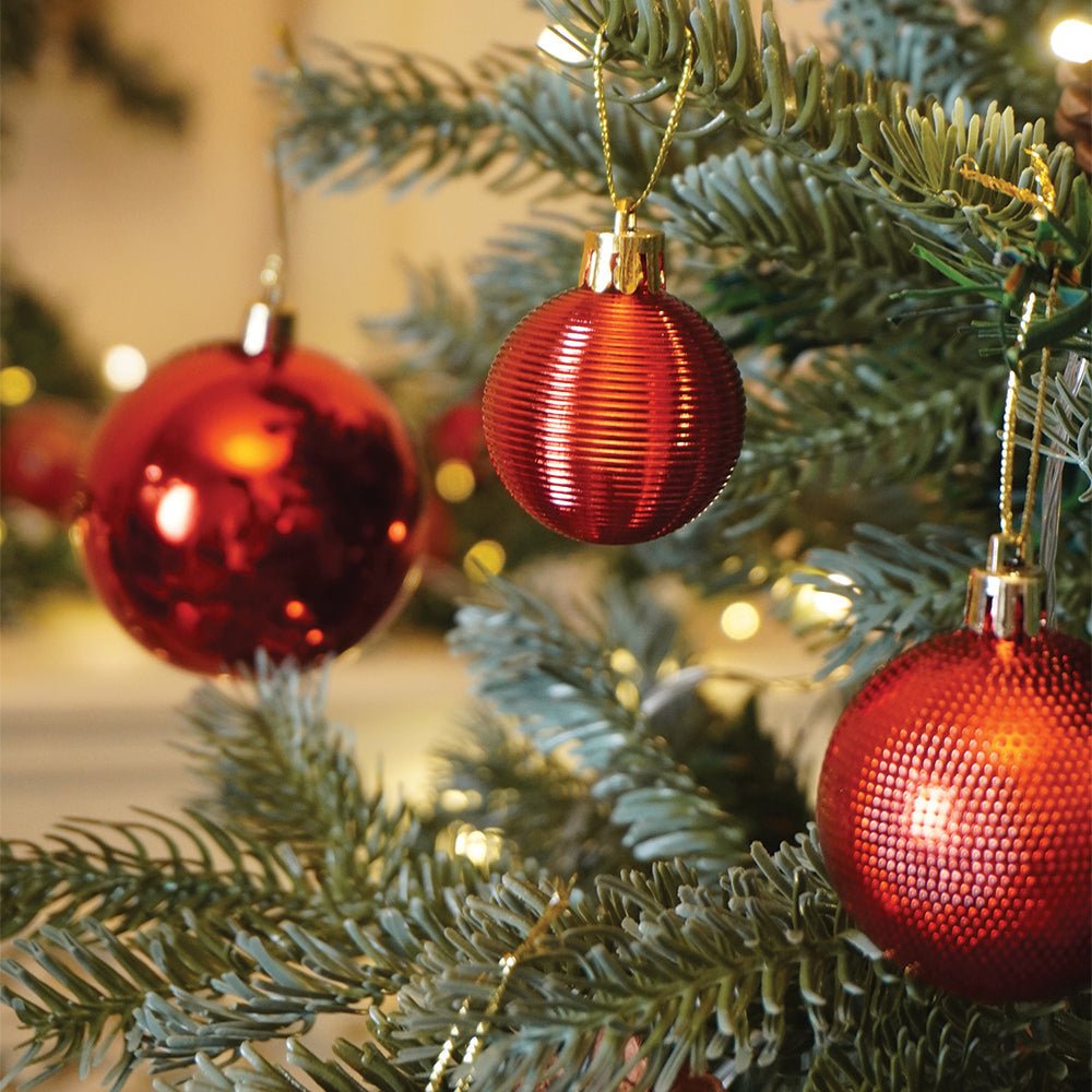 Little Surprise Box 45 pcs Red Shiny Mix themed Christmas Balls tree hanging, XMAS Decoration set. - Christmas Decor