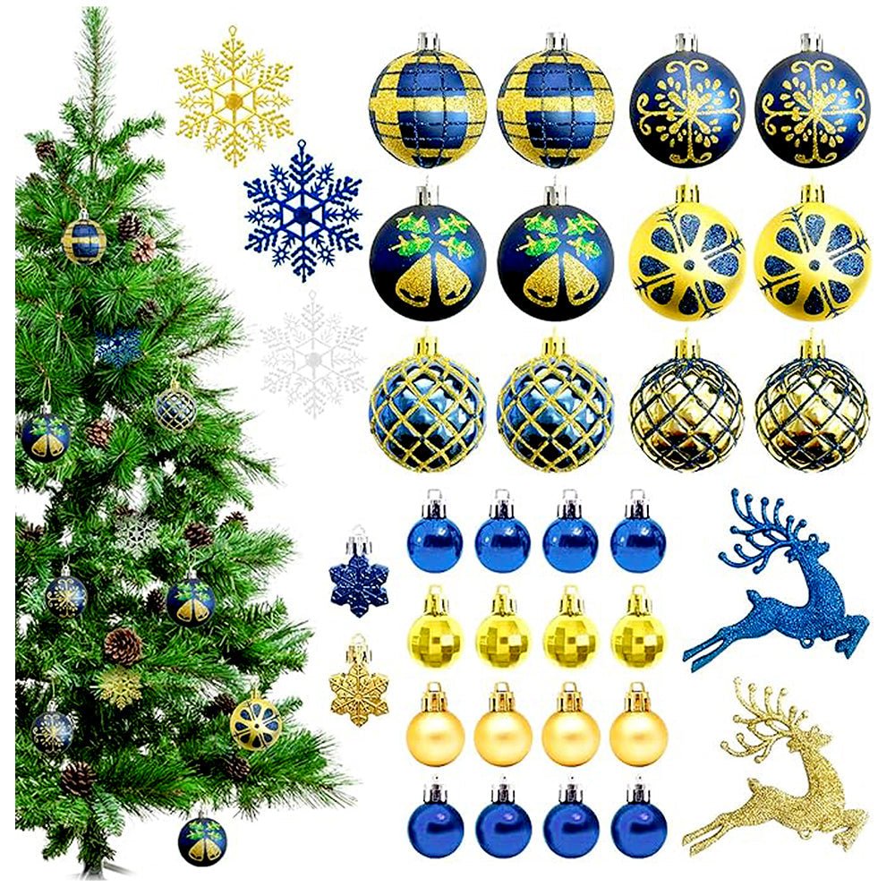 Little Surprise Box 45pcs Midnight Blue & Gold Christmas Tree ornaments XMAS Tree decoration set - Christmas Decor