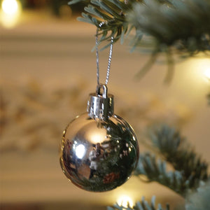 Little Surprise Box 46 pcs Silver Shiny Mix themed Christmas Balls tree hanging, XMAS Decoration set. - Christmas Decor