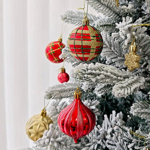 Little Surprise Box 46pcs Stripes & Flakes Red, Green Gold Christmas Tree Balls and xmas Tree decoration set - Christmas Decor