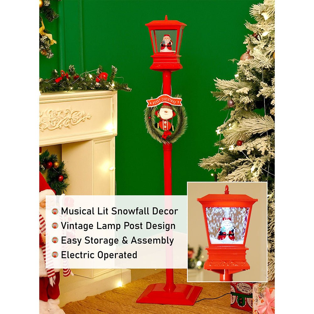 Little Surprise Box 4.8 feet Santa with Gift Box Snowfall Lamp Post Christmas Decor - Christmas Decor