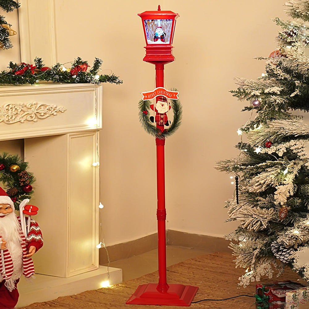 Little Surprise Box 4.8 feet Santa with Gift Box Snowfall Lamp Post Christmas Decor - Christmas Decor
