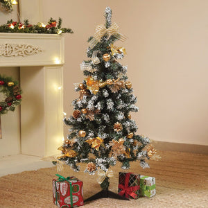Little Surprise Box 4feet Golden Balls and Gold cherries Bushy christmas Tree readily decorated with ornaments and fillers - Christmas Tree