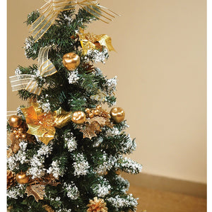 Little Surprise Box 4feet Golden Balls and Gold cherries Bushy christmas Tree readily decorated with ornaments and fillers - Christmas Tree