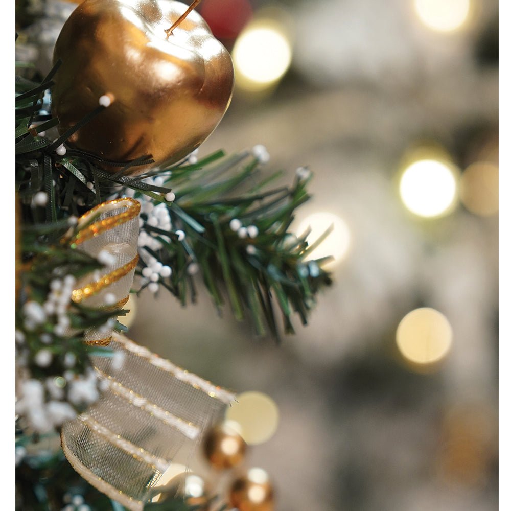 Little Surprise Box 4feet Golden Balls and Gold cherries Bushy christmas Tree readily decorated with ornaments and fillers - Christmas Tree