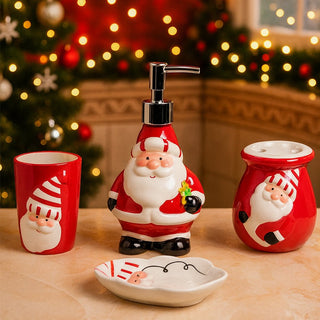 Little Surprise Box 4pcs christmas bathroom Accessories, Soap dispenser,Toothbrush Holder, Tumbler & Soap Dish - Soap & Lotion Dispensers