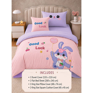 Little Surprise Box 4Pcs Good Luck Bunny Embroidered Kids Bedding Set - Crib & Mattress Accessories