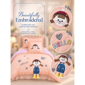 Little Surprise Box 4Pcs Little Girl 3D Embroidered Kids Bedding Set - Crib & Mattress Accessories